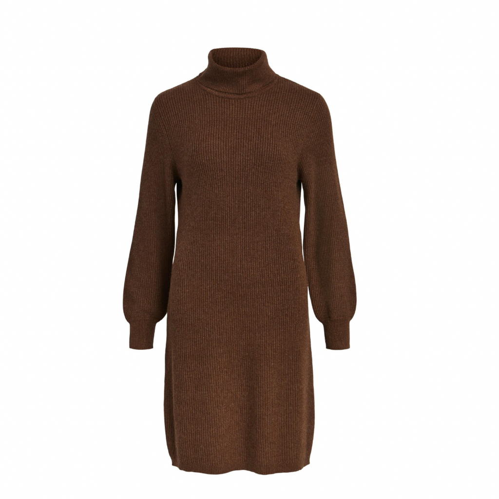 OBJECT - STRIK KJOLE - MALENA ROLLNECK - 23039235 - DARK EARTH