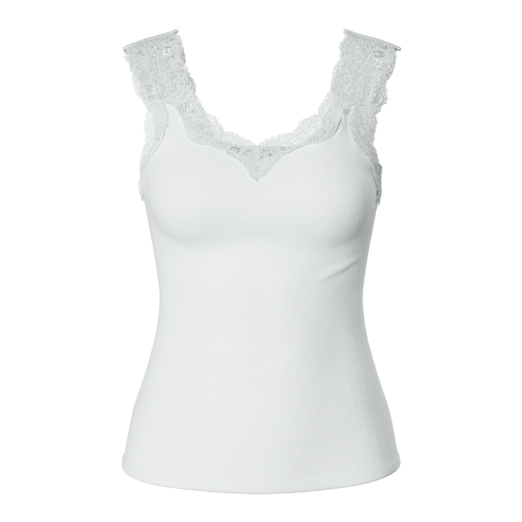 PIECES - TOP - BARBERA LACE 17106017 - HVID