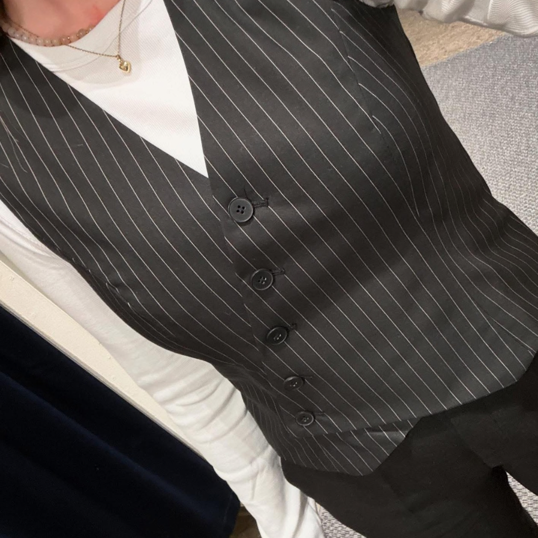 VILA - VEST - ESMA 14101187 - BLACK BEAUTY/BIRCH STRIPES