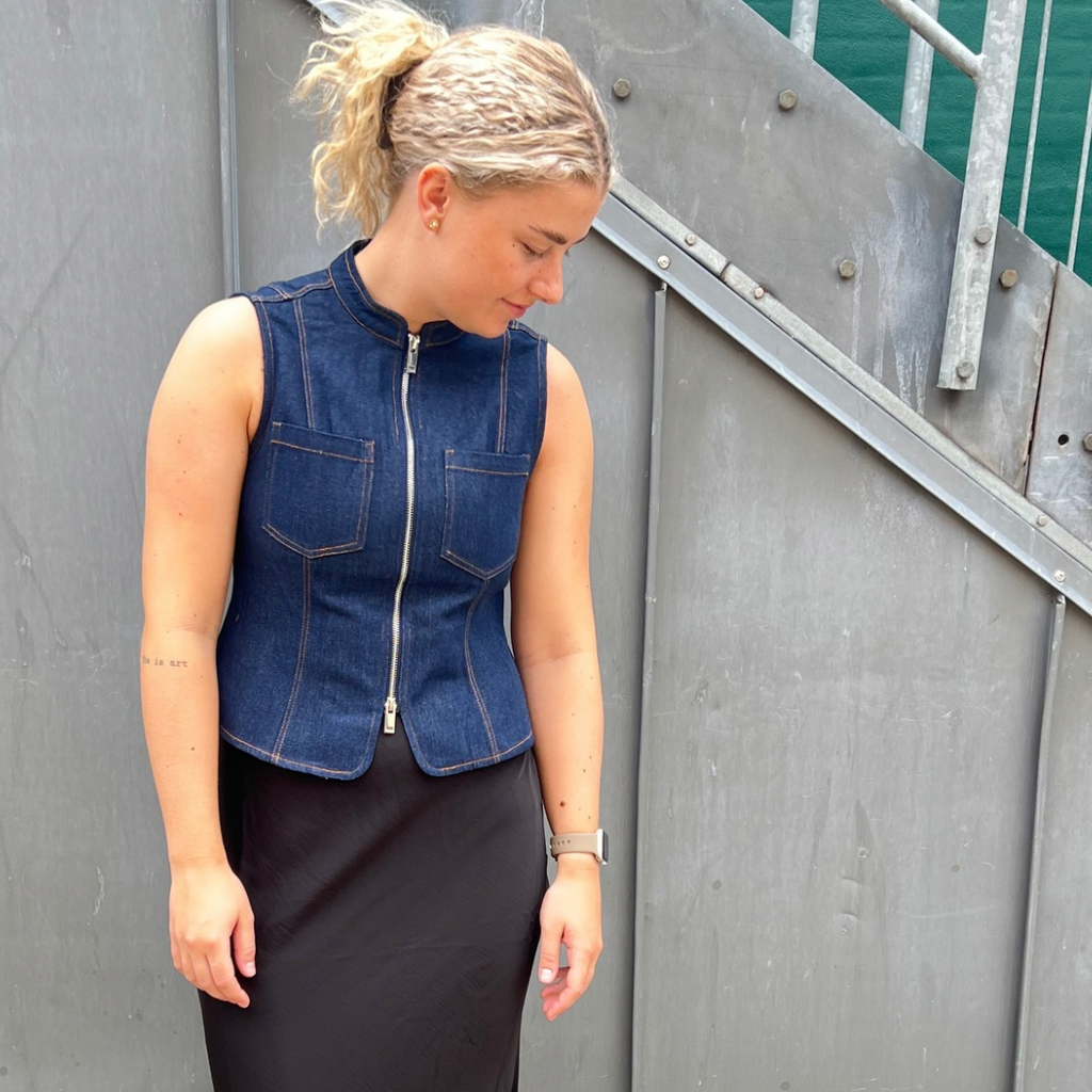 GLOBAL FUNK - TOP - WALEWU PILUE - DARK UNWASHED DENIM