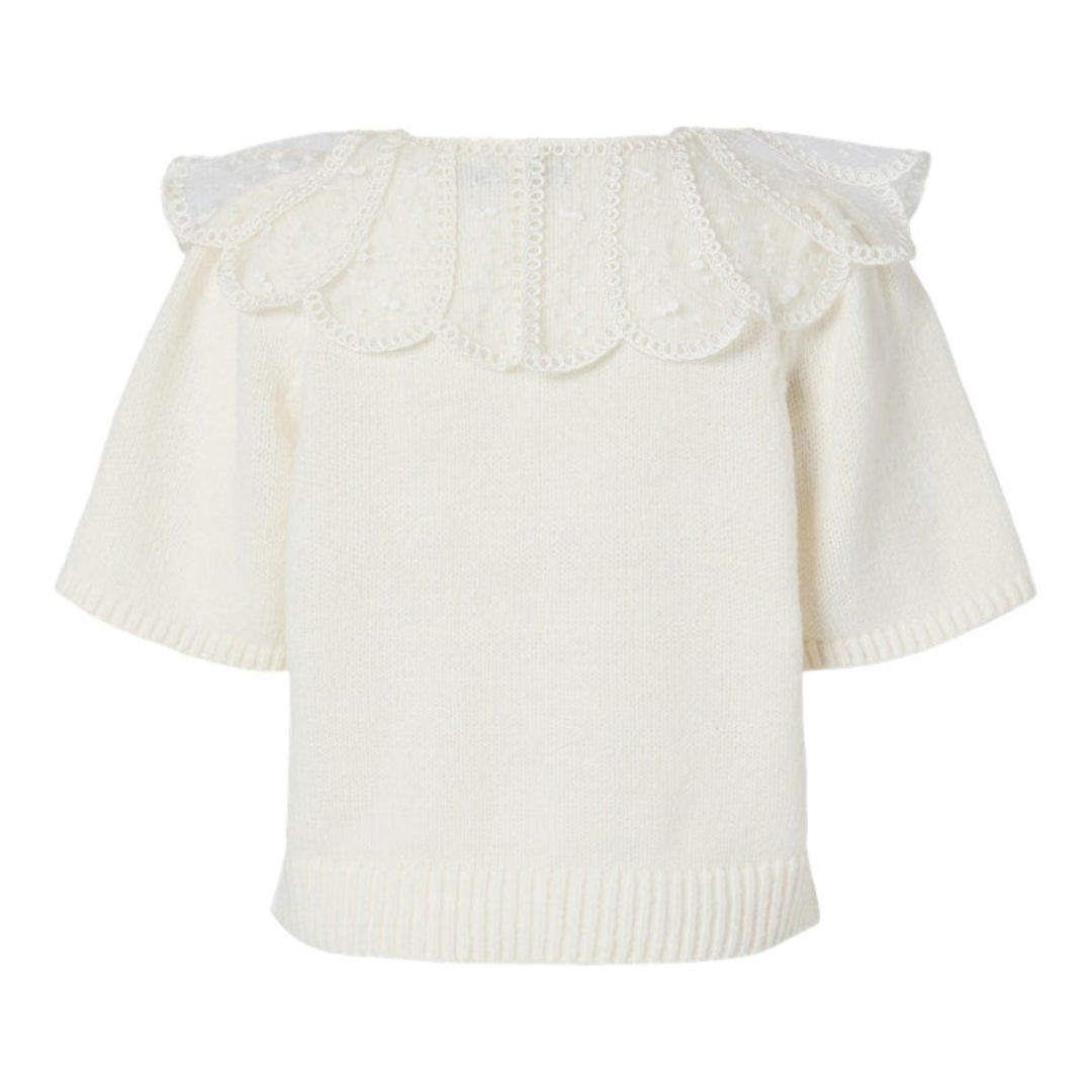 PIECES - CARDIGAN - ABBY LACE 17162417 - CLOUD DANCER