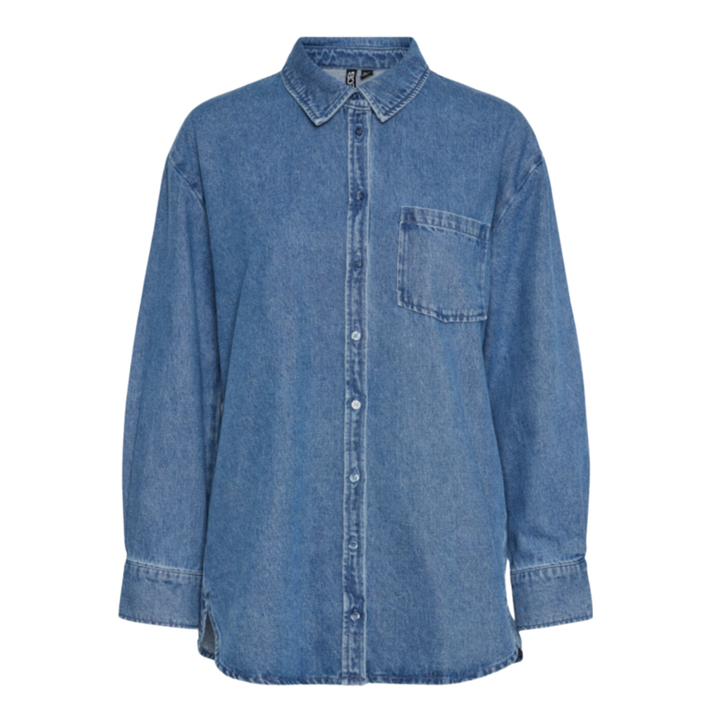 PIECES - SKJORTE - MAISIE 17150991 - MEDIUM BLUE DENIM