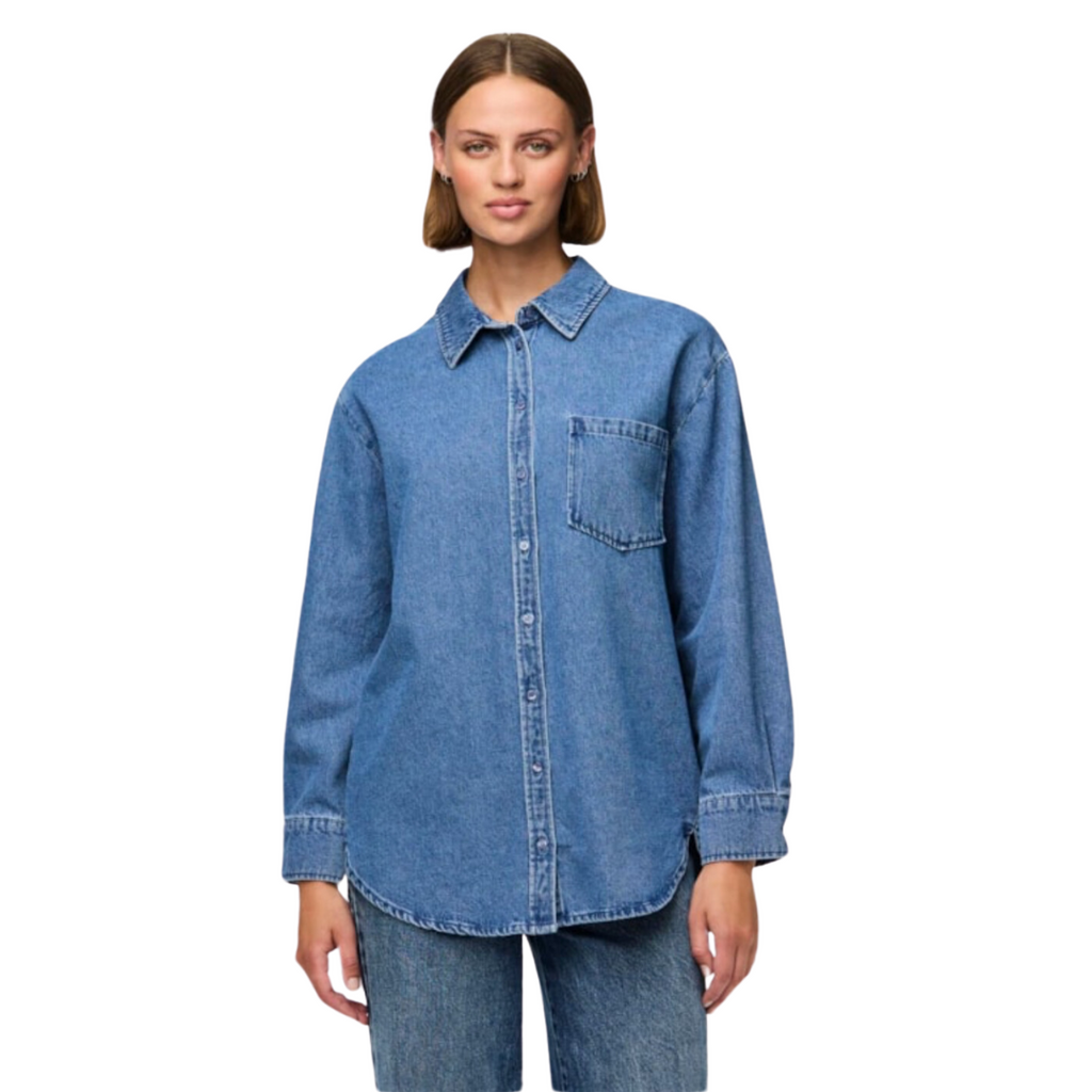 PIECES - SKJORTE - MAISIE 17150991 - MEDIUM BLUE DENIM