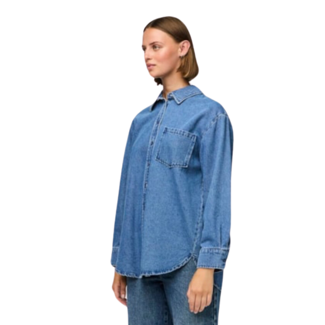 PIECES - SKJORTE - MAISIE 17150991 - MEDIUM BLUE DENIM