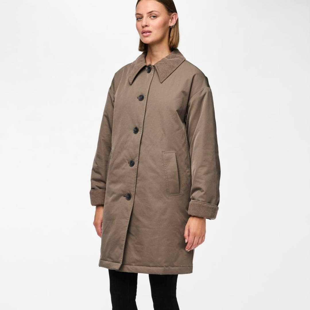 PIECES - JAKKE - NORM CORDUROY -  17151431 - MOREL CHOC BROWN
