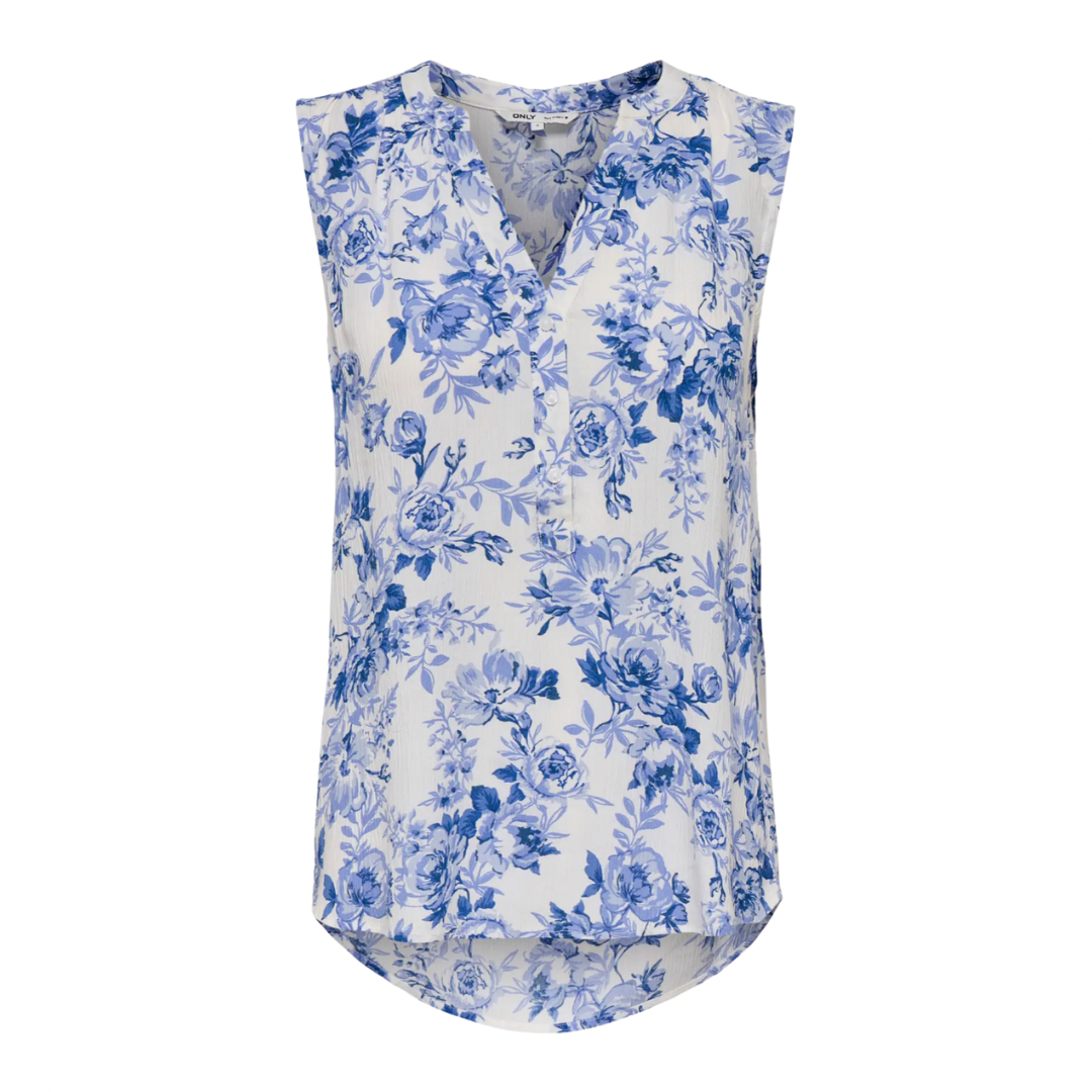 ONLY - TOP - JETTE 15348709 - CLOUD DANCER/BLUE MILLE FLOWER