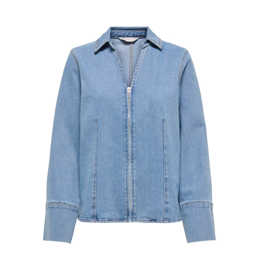ONLY - SKJORTE - FRIDA ZIP 15360446 - LIGHT/MEDIUM BLUE DENIM