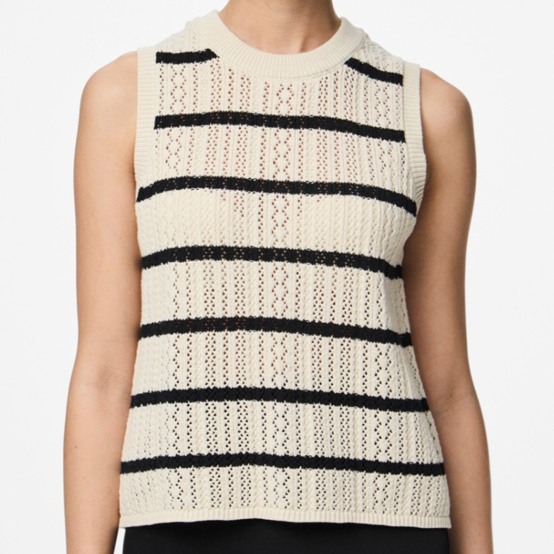 PIECES  - TOP - NUKA 17158719 - BIRCH/BLACK STRIPES