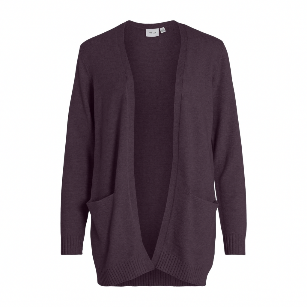 VILA - CARDIGAN - RIL 14044041 - PLUM PERFECT/DARK MELANGE