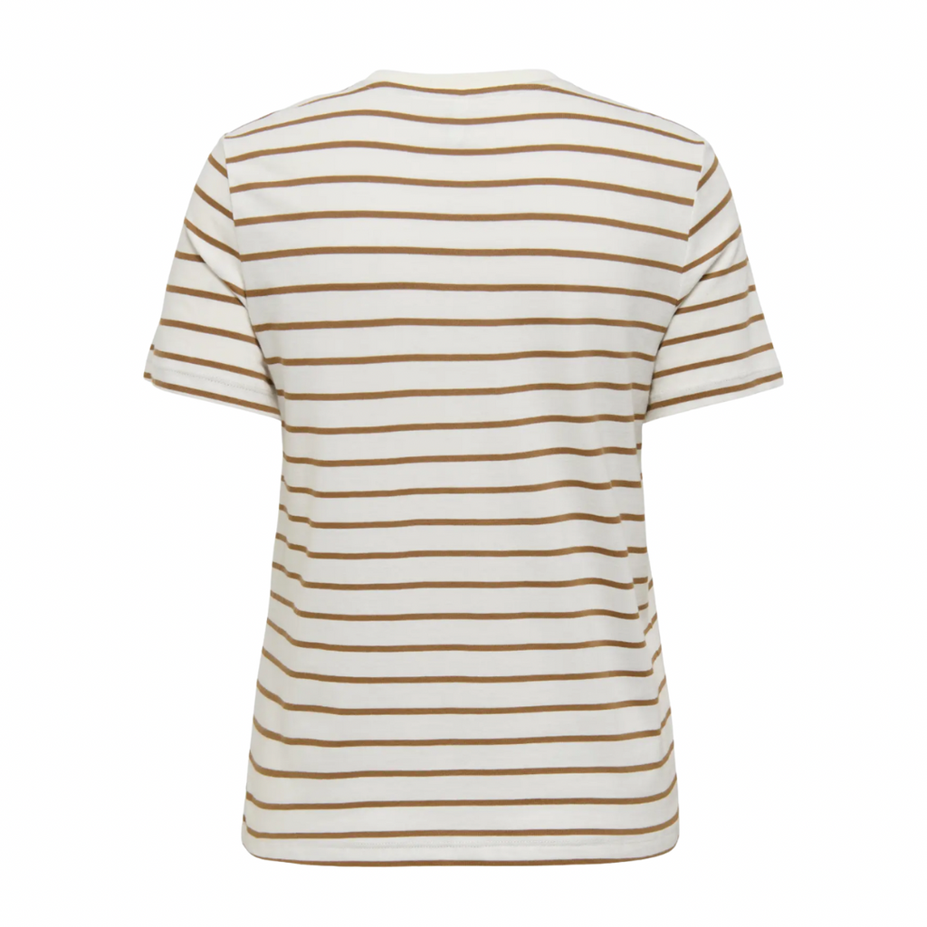 ONLY - T-SHIRT - LIVA 15353397 - CLOUD DANCER/TOASTED COCONUT STRIPES