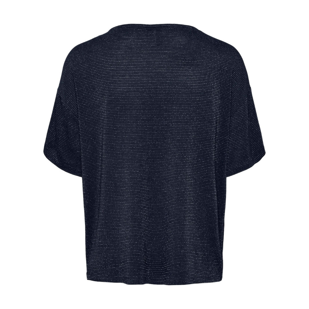 PIECES - T-SHIRT - BILLO 17146304 - SKY CAPTAIN/LUREX STRIPE