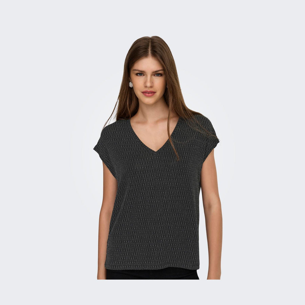 ONLY - TOP - CAROL 15360960 - BLACK/HARLEKIN GLITTER
