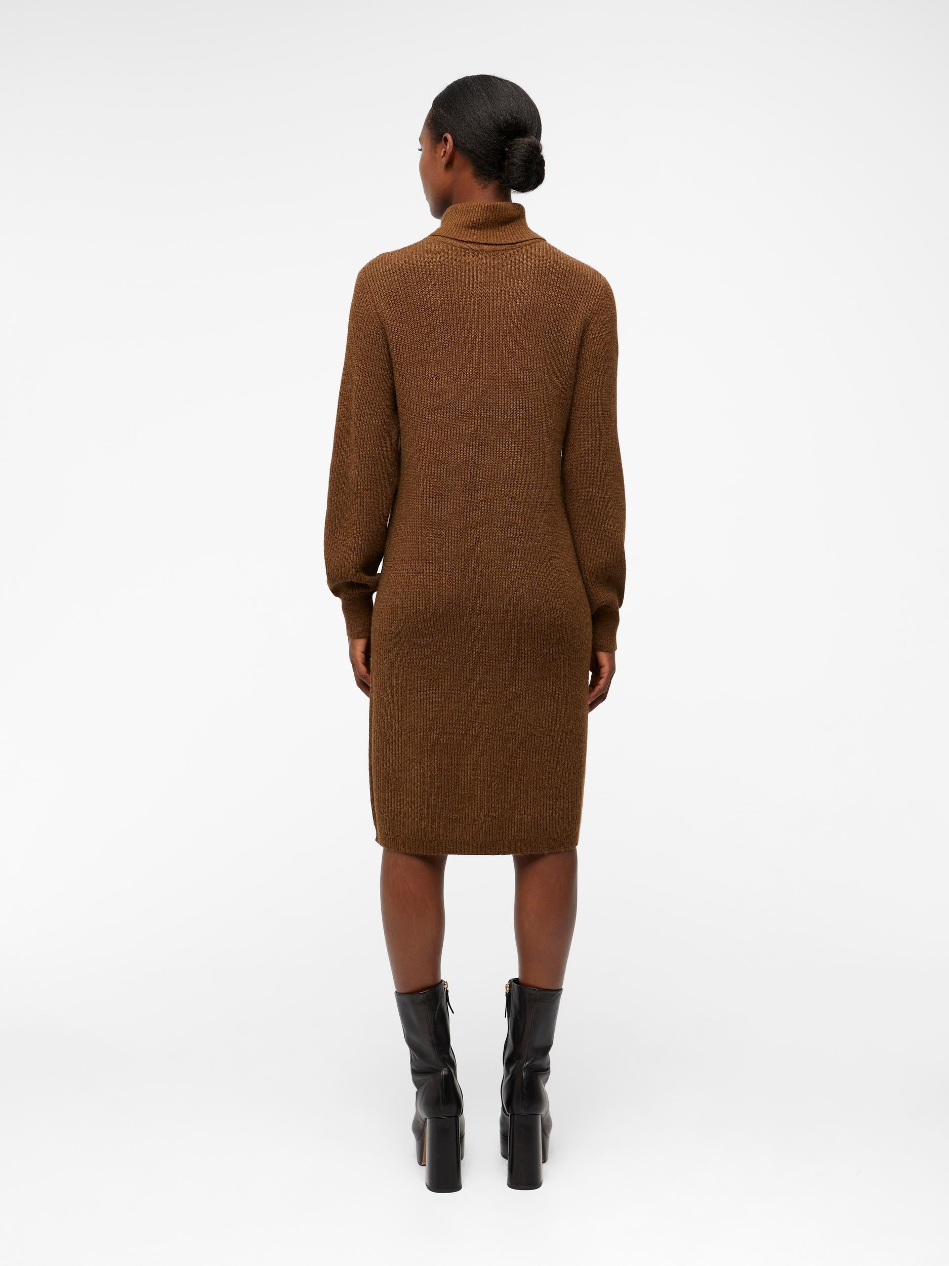 OBJECT - STRIK KJOLE - MALENA ROLLNECK - 23039235 - DARK EARTH