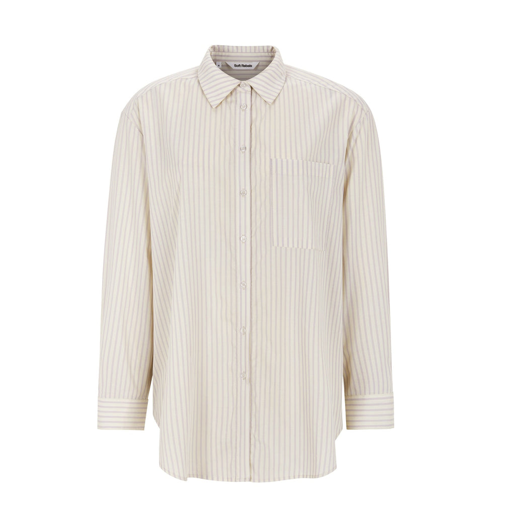 SOFT REBELS - SKJORTE - VERONICA SR125-705 - STRIPED SNOW WHITE/THISTLE