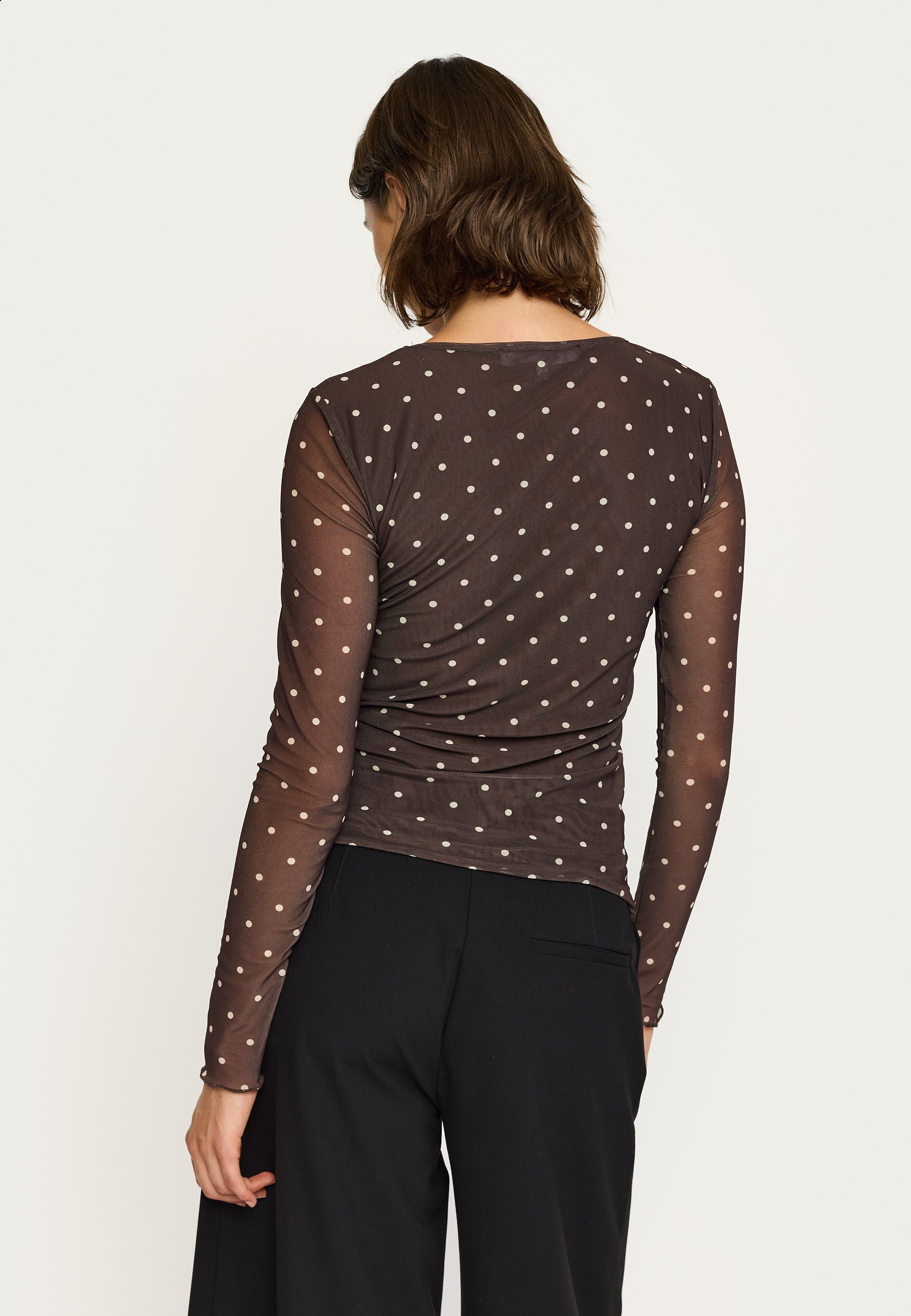 SOFT REBELS - MESH BLUSE - ROSELYN SR525-302 - COFFEE BEAN DOT
