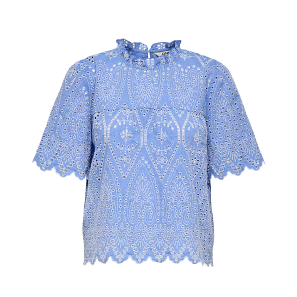 ONLY - BLUSE - NYLA TULUM 15343163 - BLUE BONNET/BRIGHT WHITE EMB.