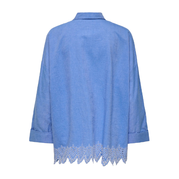 ONLY - SKJORTE - GRACES TULUM 15343165 - BLUE BONNET/BRIGHT WHITE EMB.