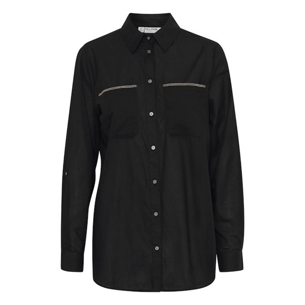PULZ - SKJORTE - ZOE 50208037 - BLACK BEAUTY