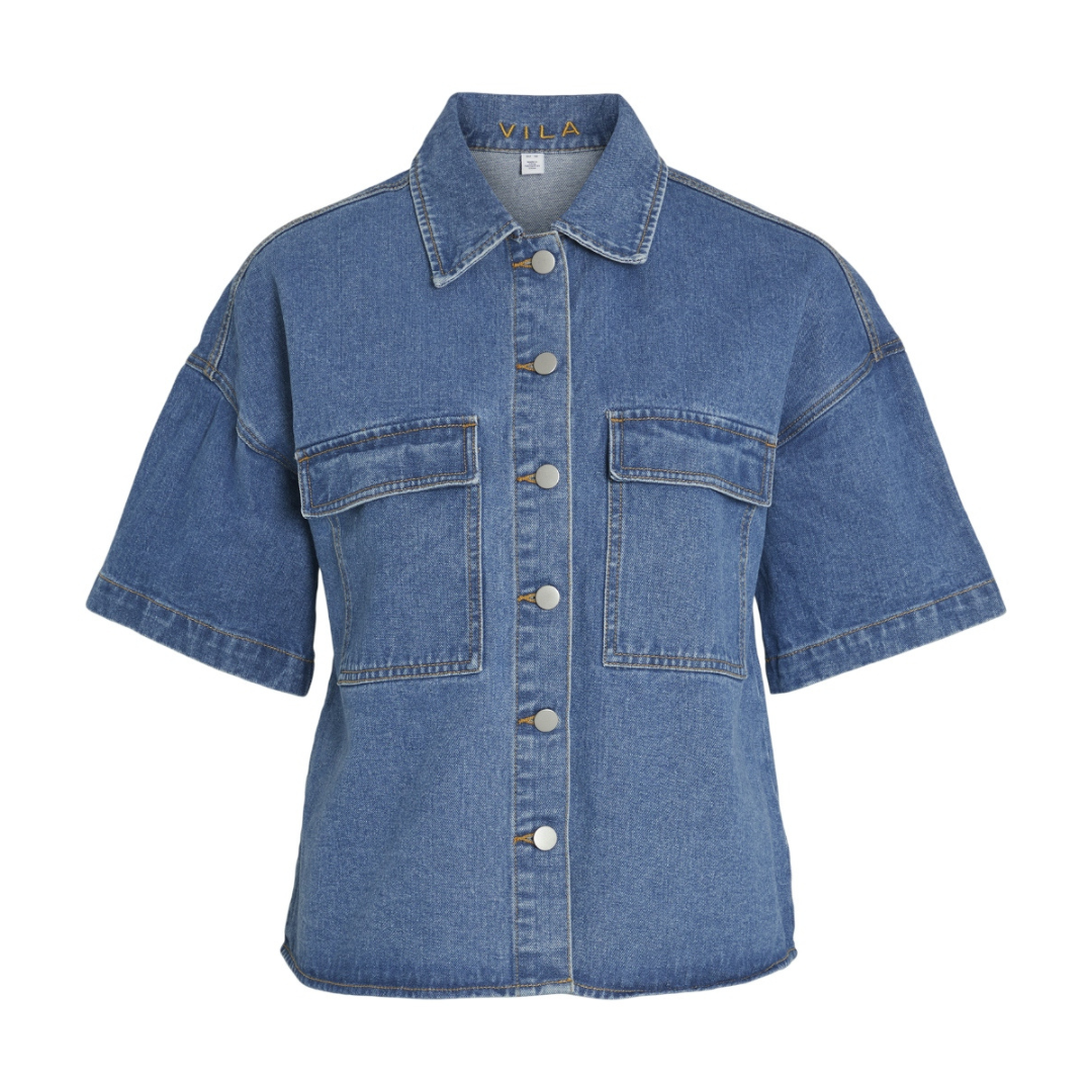VILA - SKJORTE -  MAYA - 14105186 - MEDIUM BLUE DENIM