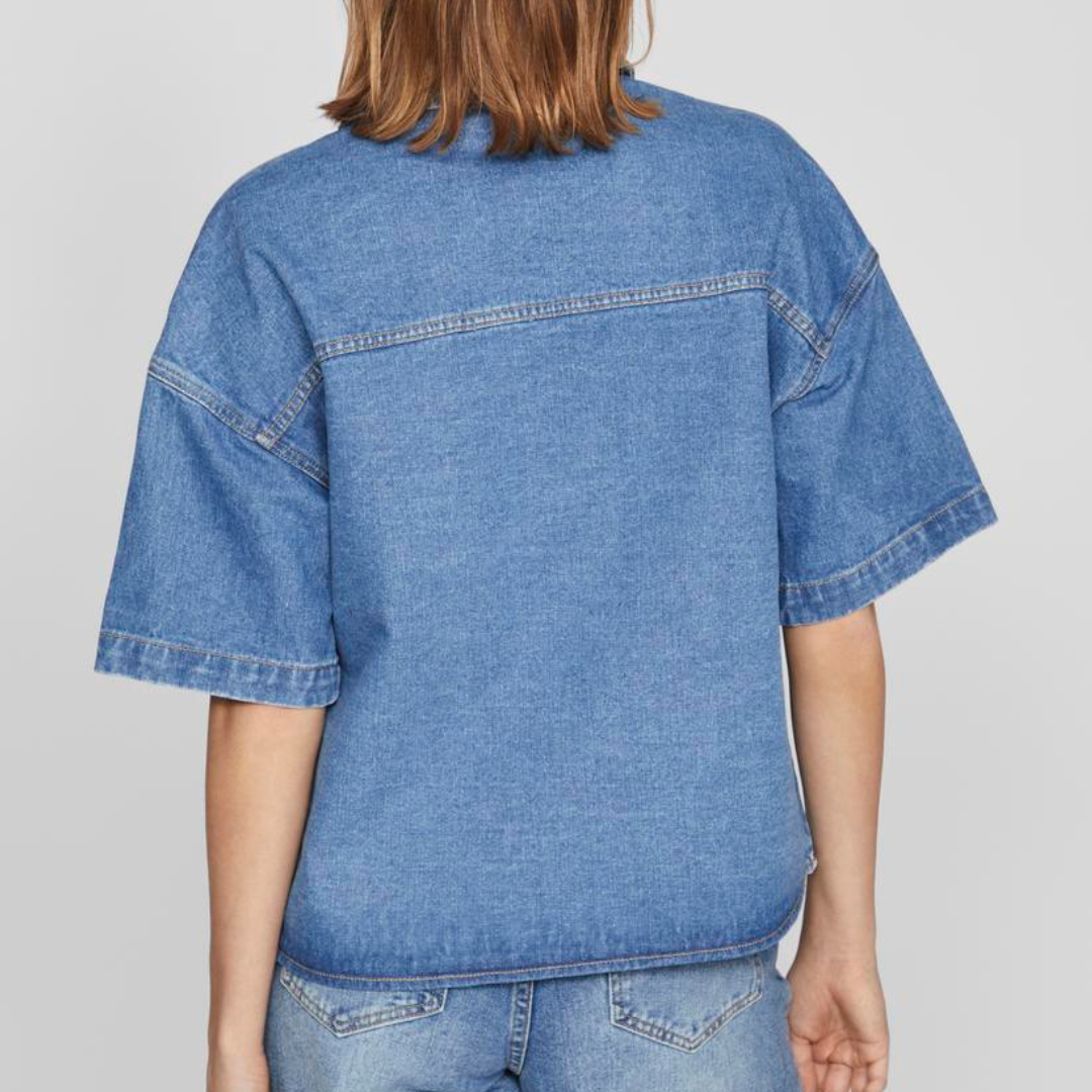 VILA - SKJORTE -  MAYA - 14105186 - MEDIUM BLUE DENIM