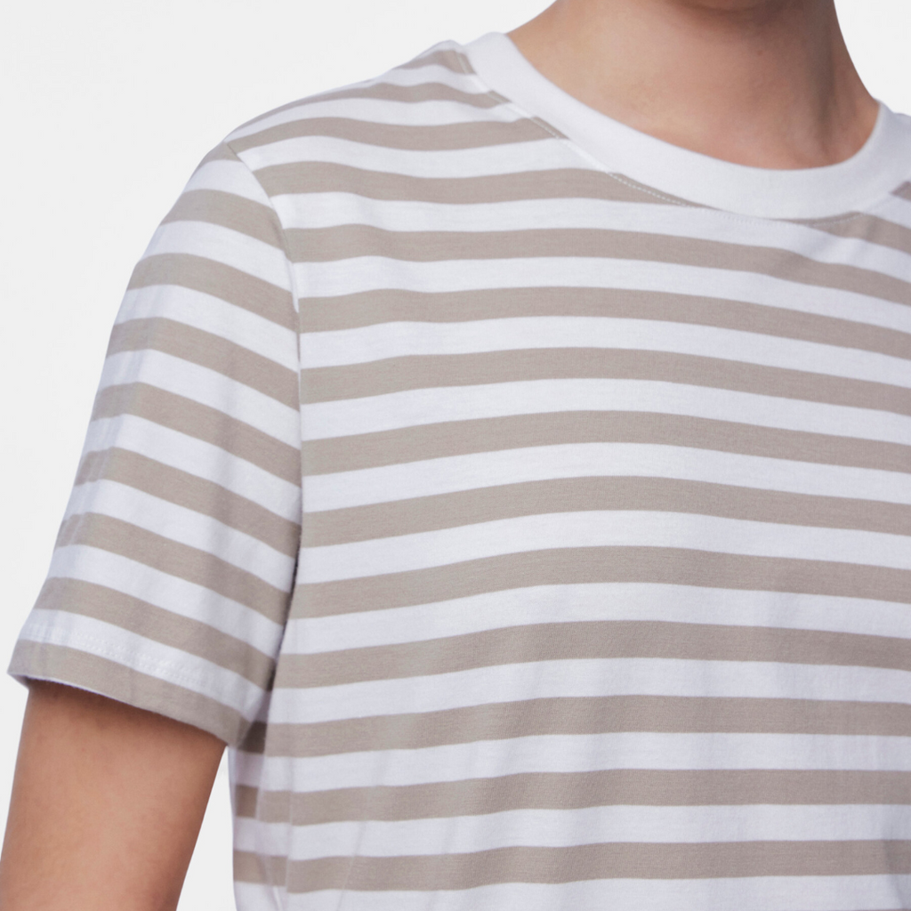 PIECES - T-SHIRT - RIA 17146339 - SILVER MINK/BRIGHT WHITE