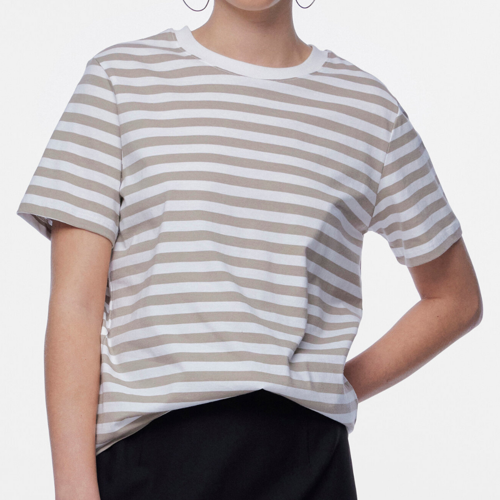 PIECES - T-SHIRT - RIA 17146339 - SILVER MINK/BRIGHT WHITE