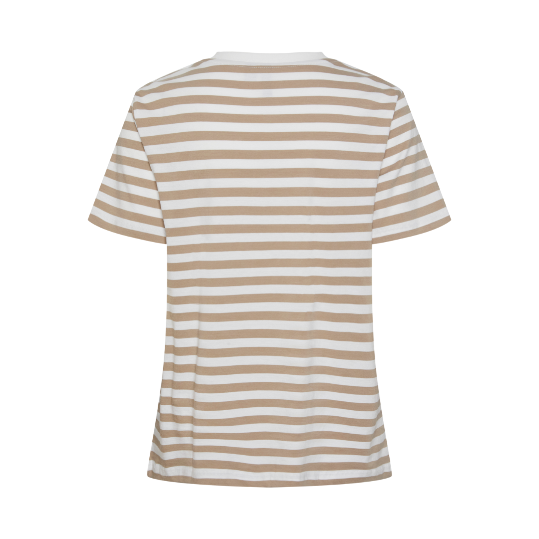 PIECES - T-SHIRT - RIA 17146339 - SILVER MINK/BRIGHT WHITE
