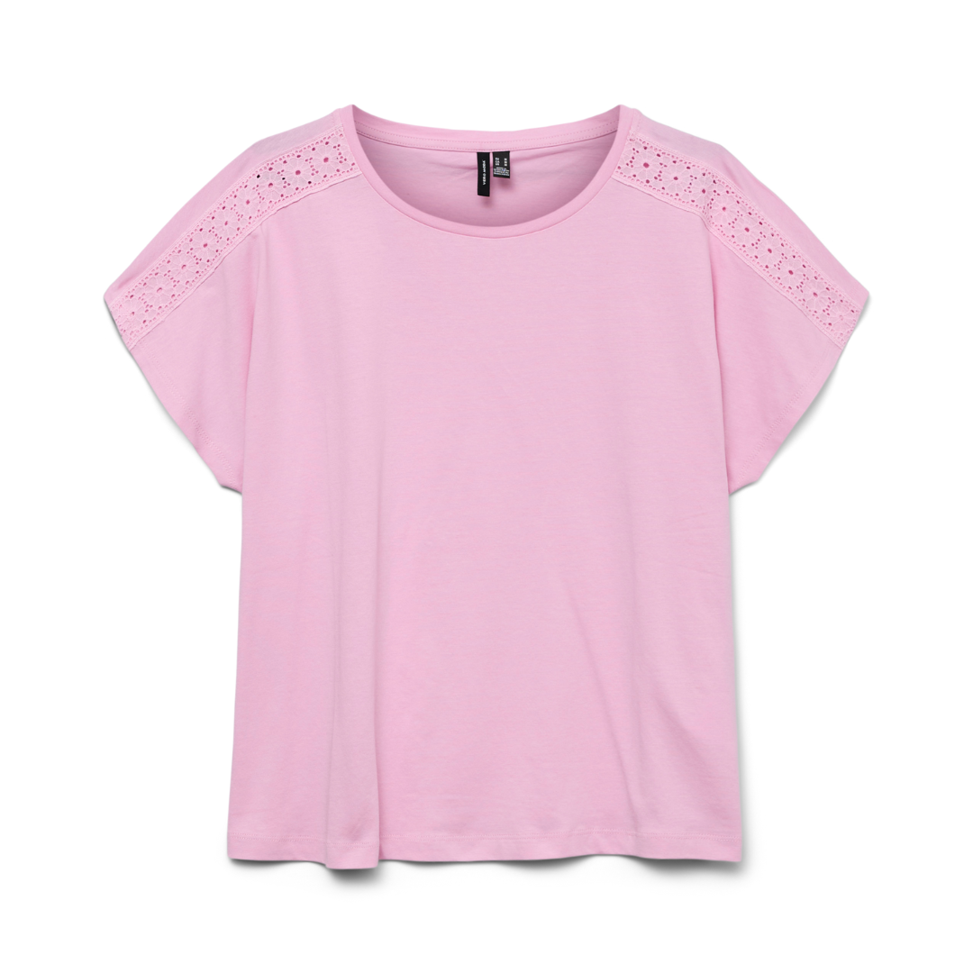 VERO  MODA - T-SHIRT - EMMY LACE TAPE 10325735 - BONBON