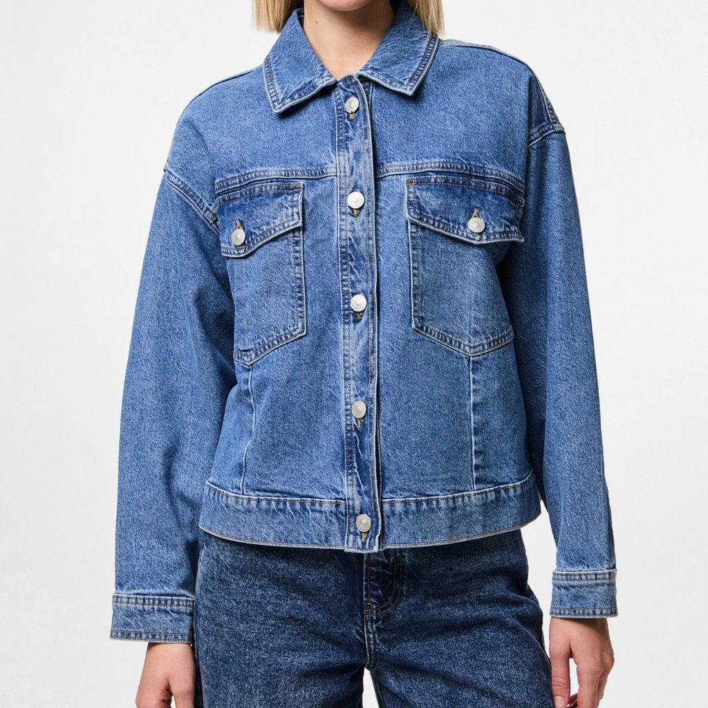 PIECES - DENIMJAKKE - ELMA 17154493 - MEDIUM BLUE DENIM