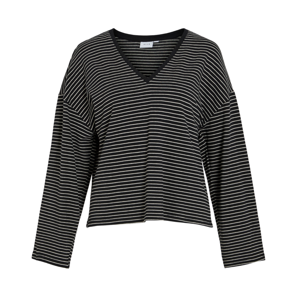 VILA - BLUSE - ALVERA 14102277 - BLACK BEAUTY/BIRCH STRIPES
