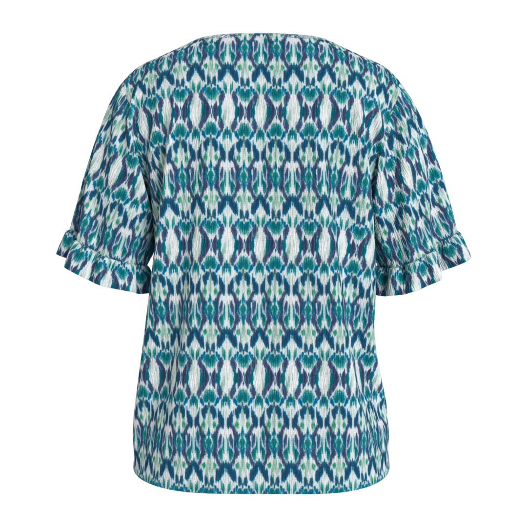 VILA - TOP - NELLE 14107973 - SNOW WHITE/GRAPHIC BLUE