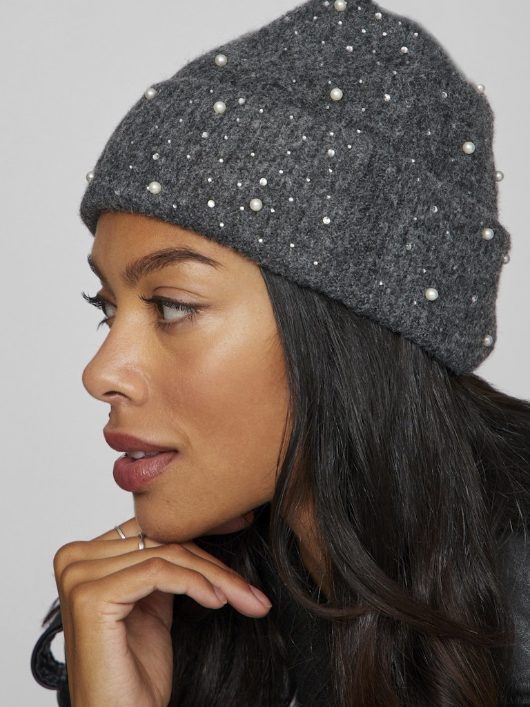 VILA - HUE - SUMMER - BEANIE - 14099942 -  DARK GREY MEL