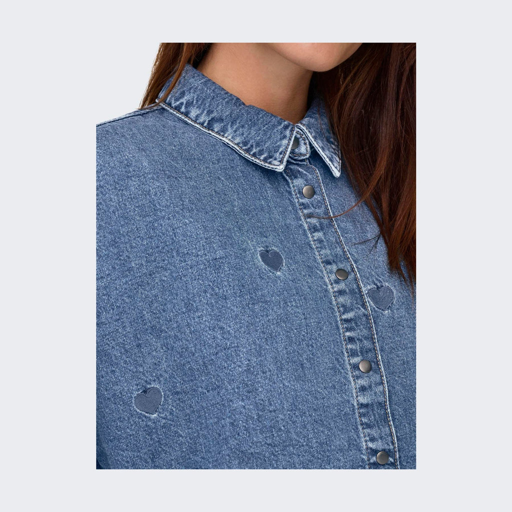 ONLY - SKJORTE - GRACE 15347081 - MEDIUM BLUE DENIM