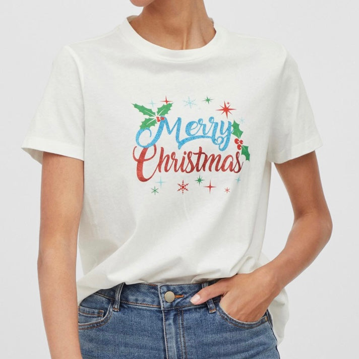 VILA - T-SHIRT - 14081851 - HVID