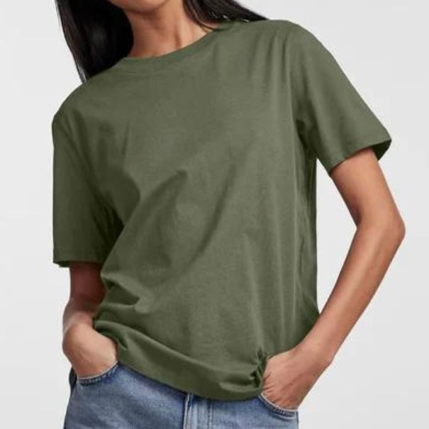 PIECES - T-SHIRTS - RIA SOLID 17140802 - DEEP LICHEN GREEN
