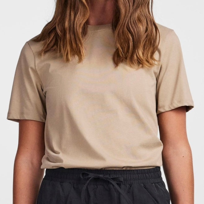 PIECES - T-SHIRT - RIA SOLID 17140802 - SILVER MINK
