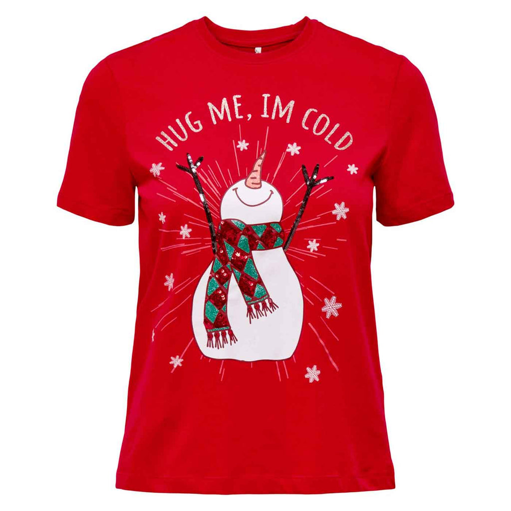ONLY - T-SHIRT - XMAS YRSA CHRISTMAS 15219616 - URBAN RED