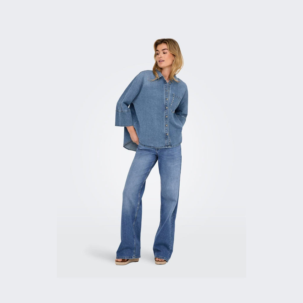 ONLY - SKJORTE - GRACE 15338585 - MEDIUM BLUE DENIM
