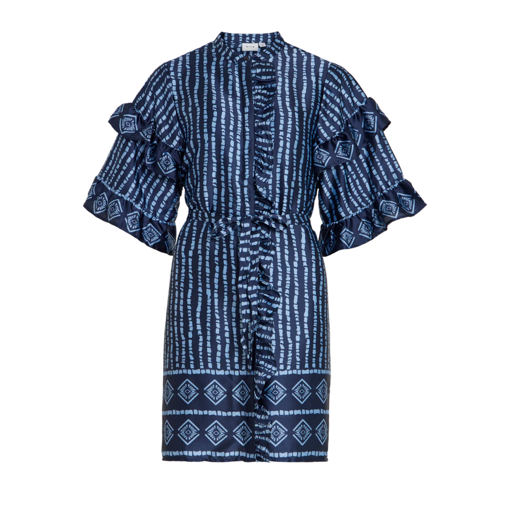 VILA - KJOLE - KAVAS 2/4 FRILL 14101927 - NAVY BLAZER