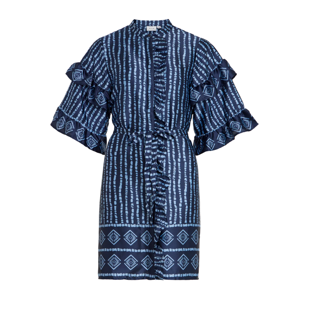 VILA - KJOLE - KAVAS 2/4 FRILL 14101927 - NAVY BLAZER