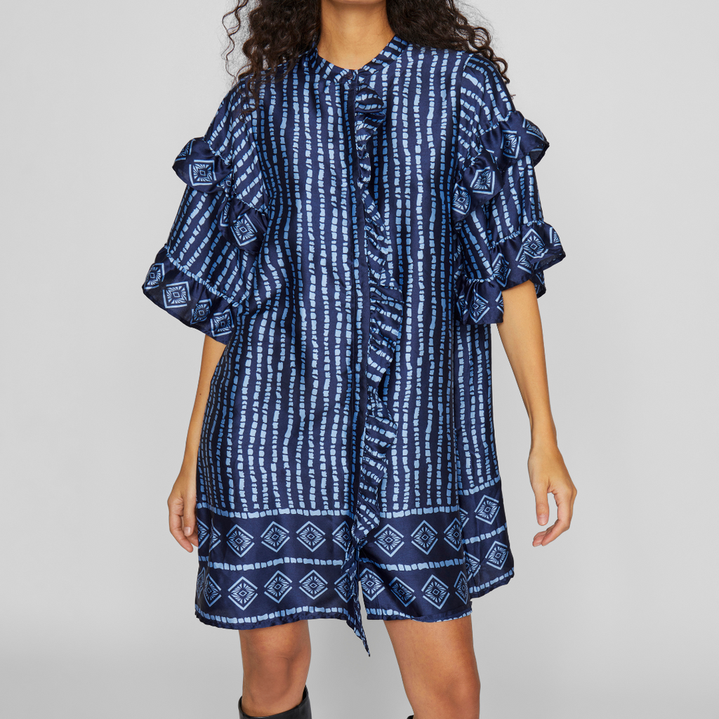 VILA - KJOLE - KAVAS 2/4 FRILL 14101927 - NAVY BLAZER