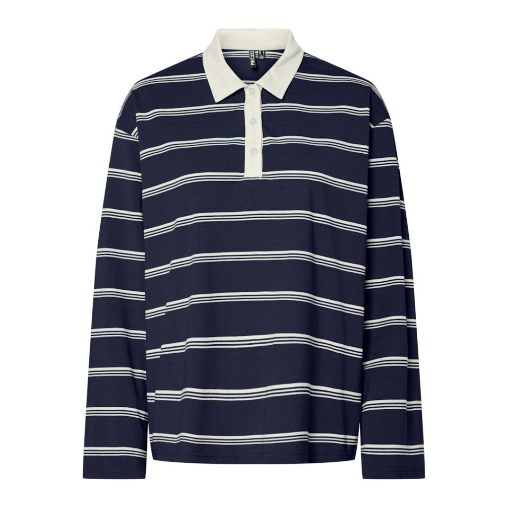 PIECES - POLO - SADIE 17157883 - MARITIME BLUE/CLOUD DANCER