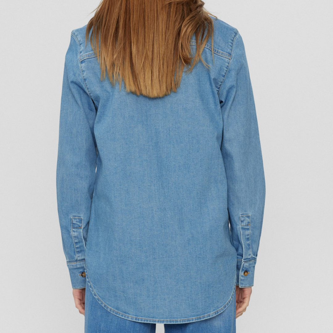 NÜMPH - DENIMSKJORTE - AMBER 705020 - LIGHT BLUE DENIM