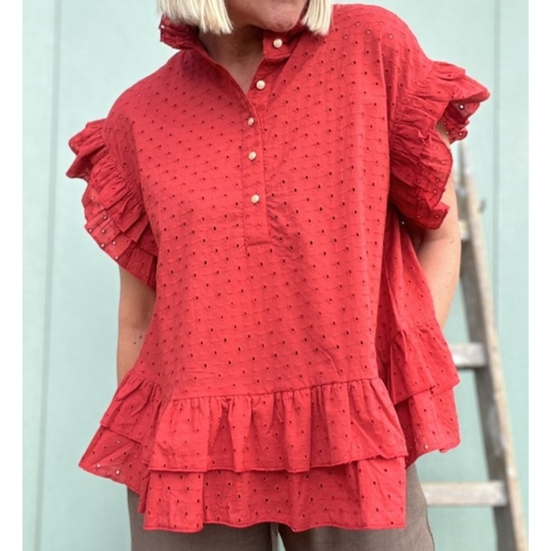 GASPAR - BLUSE - JACQUELINE POPLIN 2401325 - RØD