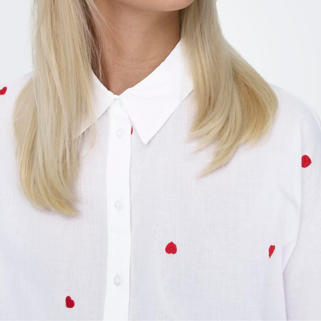 ONLY - SKJORTE - NEW LINA 15283743 - BRIGHT WHITE/HEART