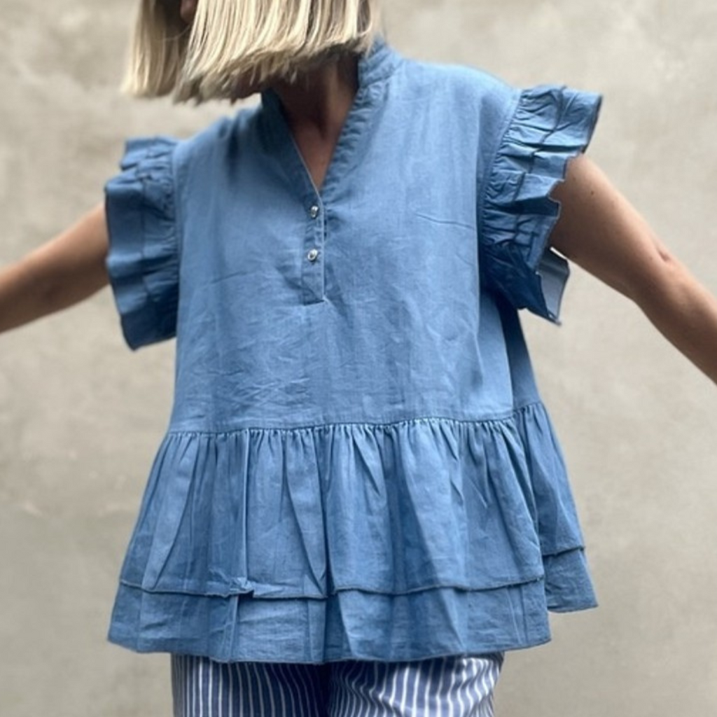 GASPAR - BLUSE - JADA 2401327 - BLUE DENIM