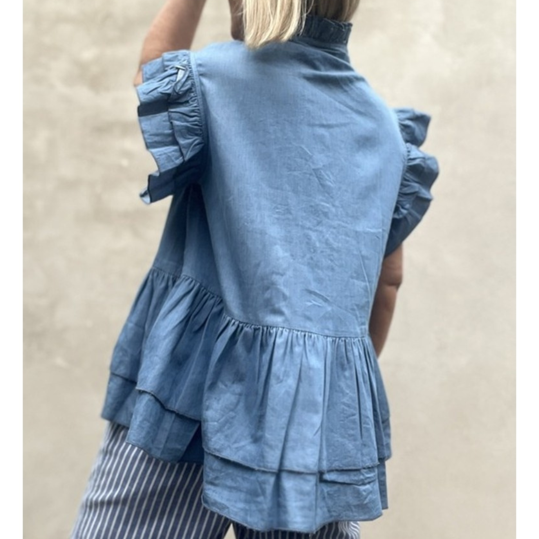 GASPAR - BLUSE - JADA 2401327 - BLUE DENIM
