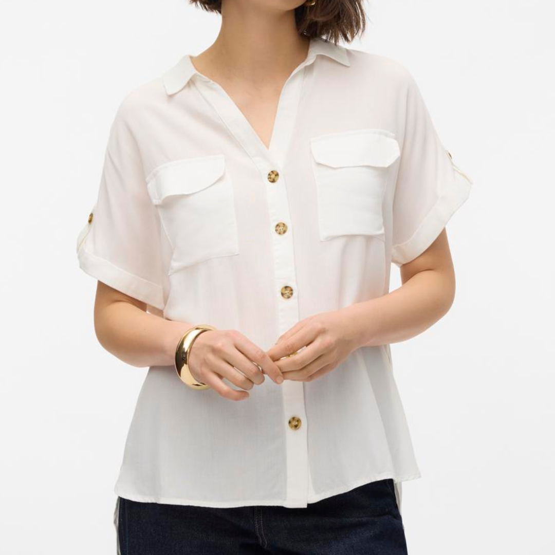 VERO MODA - SKJORTE - BUMPY 10310139 - SNOW WHITE