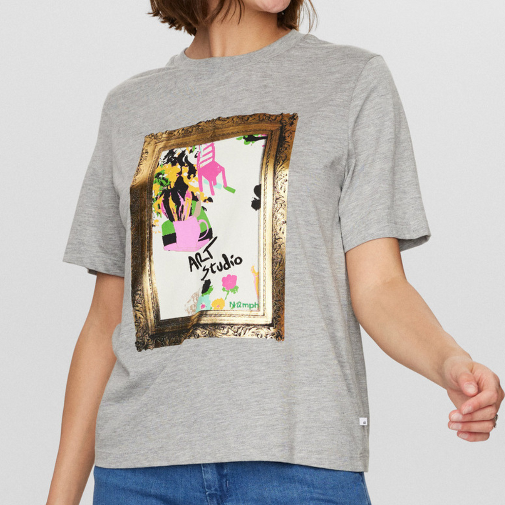 NÜMPH - T-SHIRT - MAGDA 704573 - LIGHT GREY MELANGE