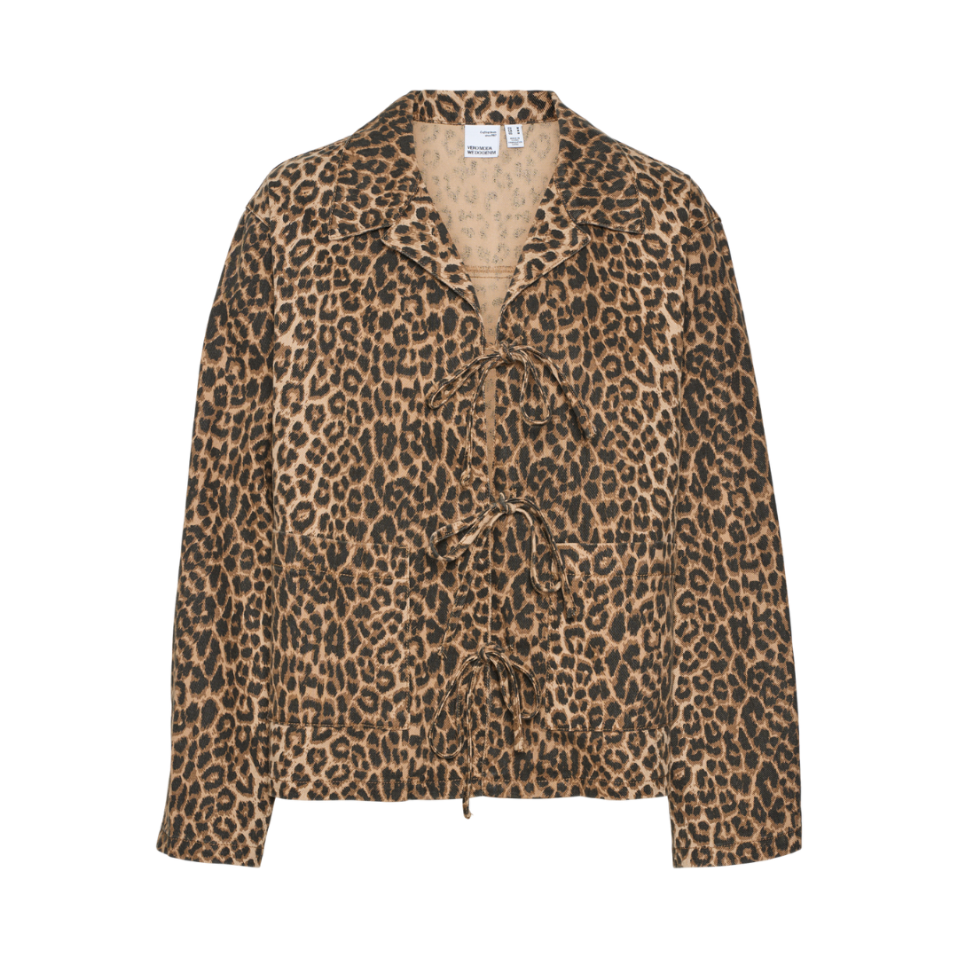 VERO MODA - DENIMJAKKE - KIRBY BOW 10327896 - SILVER MINK/LEOPARD